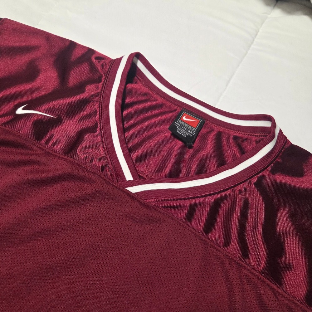 Nike Team Dri-FIT Football Jersey Maroon V-Neck Mesh Shirt Mens 3XL Burgundy